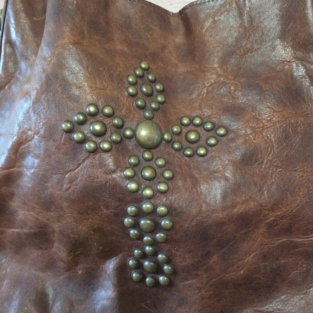 TWO BAR WEST Brown Leather Cross Purse